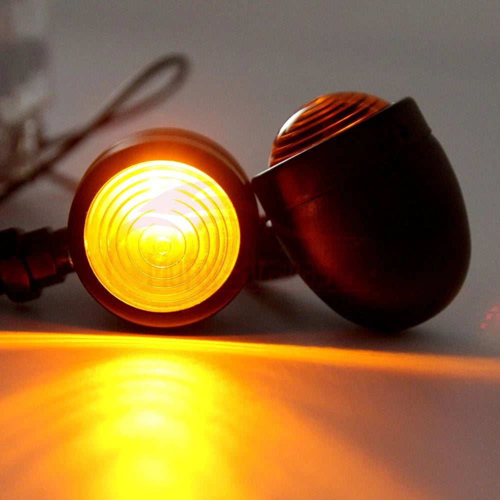 4x Vintage Motorcycle Bullet Brake Blinker Turn Signals Lights Amber For Harley