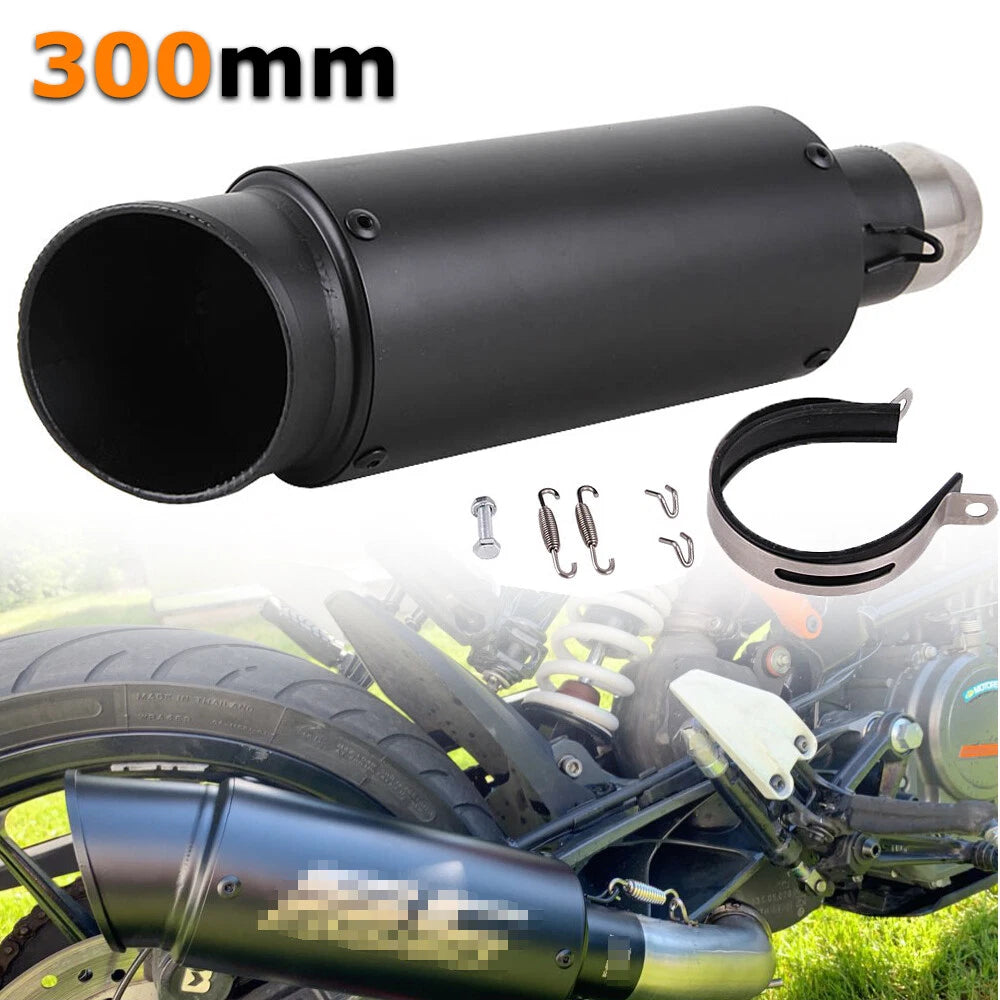 38-51mm Universal Motorcycle ATV Slip-on Exhaust Tip Muffler Pipe Aluminum Black