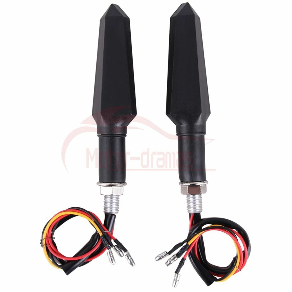 2x Motorcycle turn signal Indicators Blinkers Flexible Bendable Amber light lamp