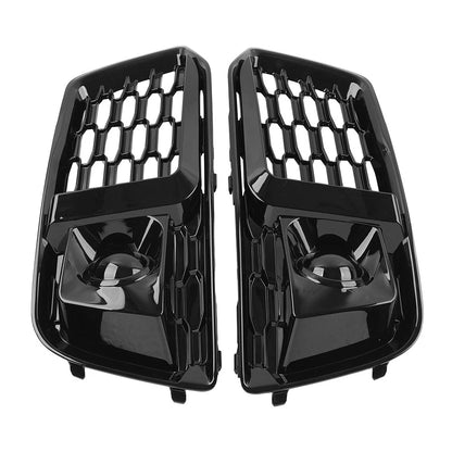 1 Pair Front Bumper Fog Light Grille Cover For Audi Q5 2018-2020 Glossy Black