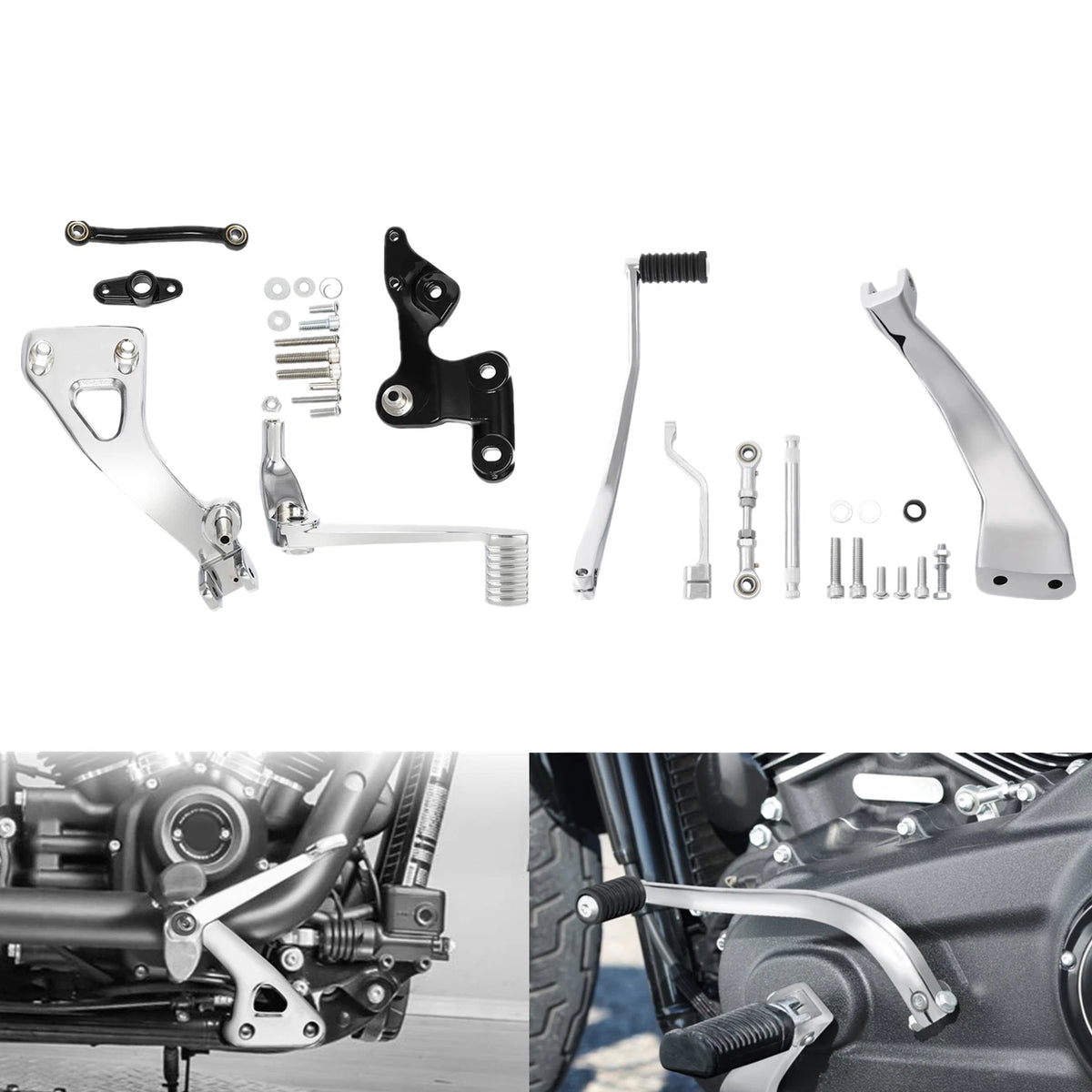 Mid Controls Shift Side Brake Side Set For Harley Sport Glide Fat Bob FXFB 18-Up