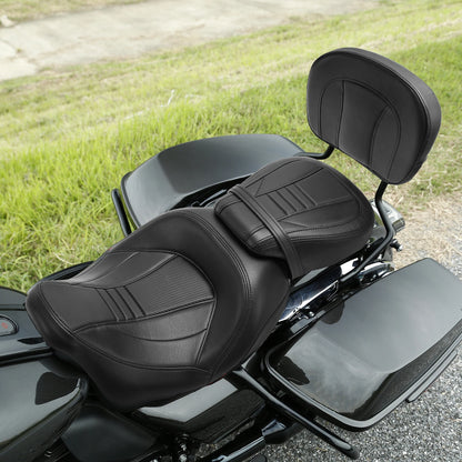 Rider Passenger Seat &Backrest Pad Fit For Harley Touring Road Glide 2009-2023