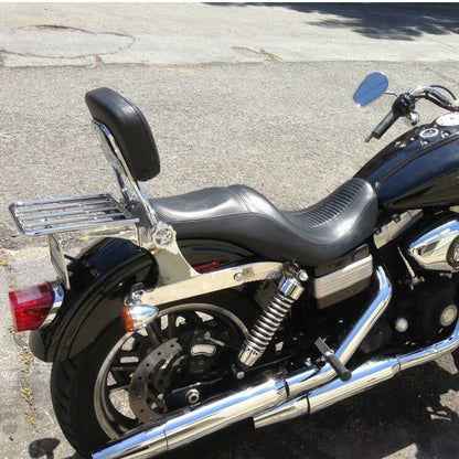 Chrome Backrest Sissy Bar Luggage Rack For Harley Dyna FXD FXDC FXDL FXDX 02-05