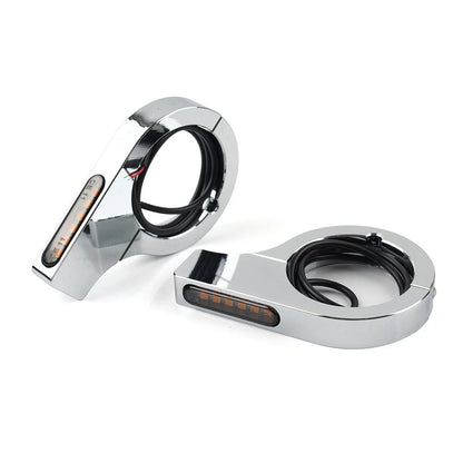 42MM-46MM Fork Turn Signal Light Indicator Amber Chrome For Harley Touring Dyna