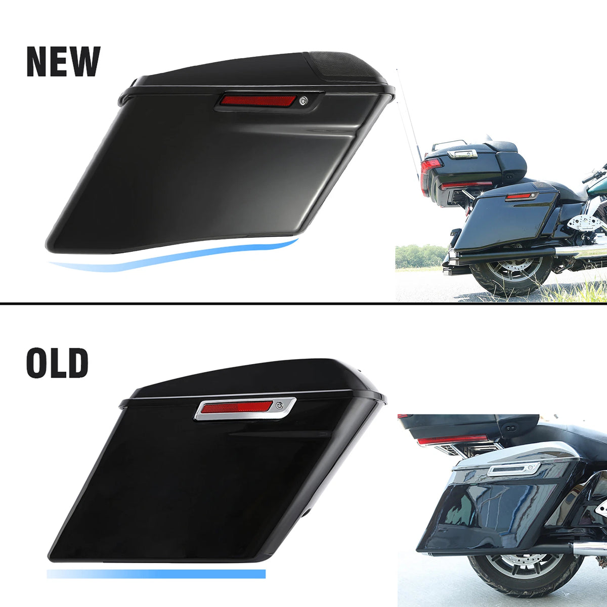 Vivid Black 4" Extended Hard Saddlebags Fit For Harley Touring Models 2014-Up US