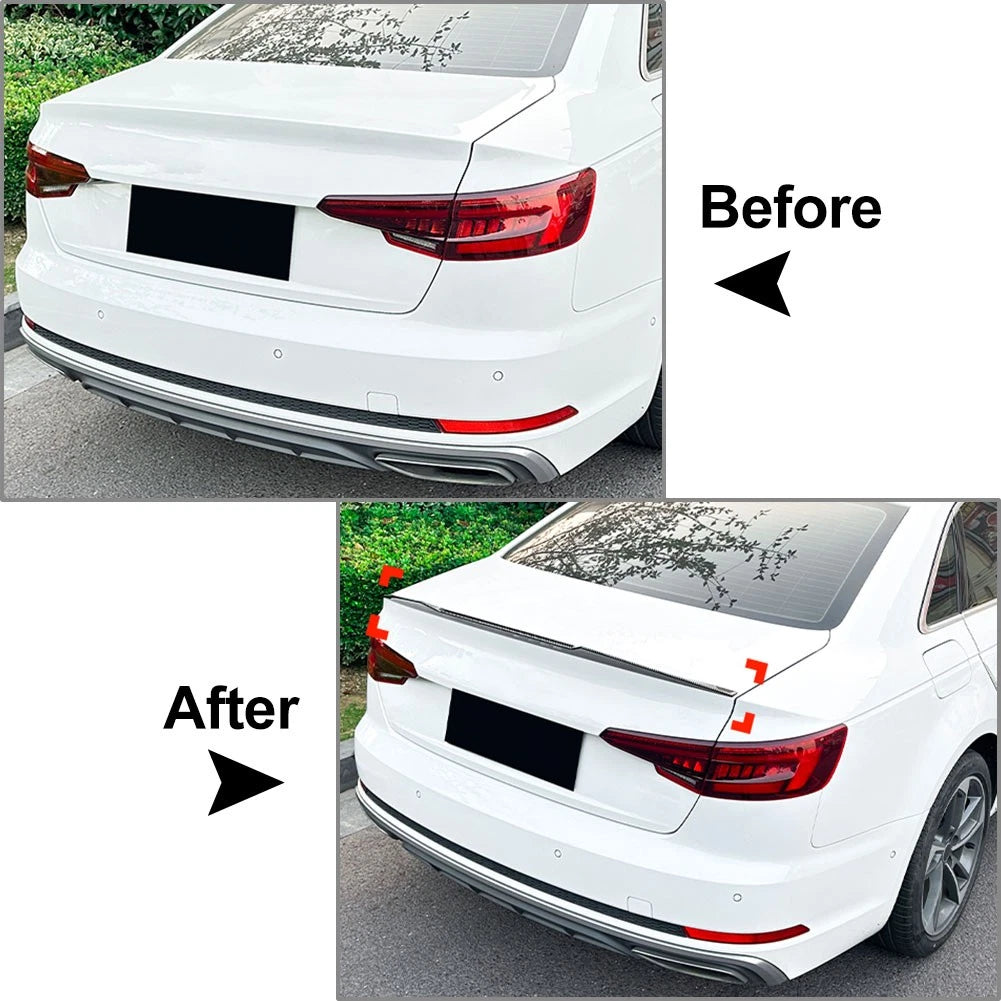Carbon Fiber Look Rear Trunk Wing Spoiler For Audi A4 S4 B9 Sedan 2017-2024