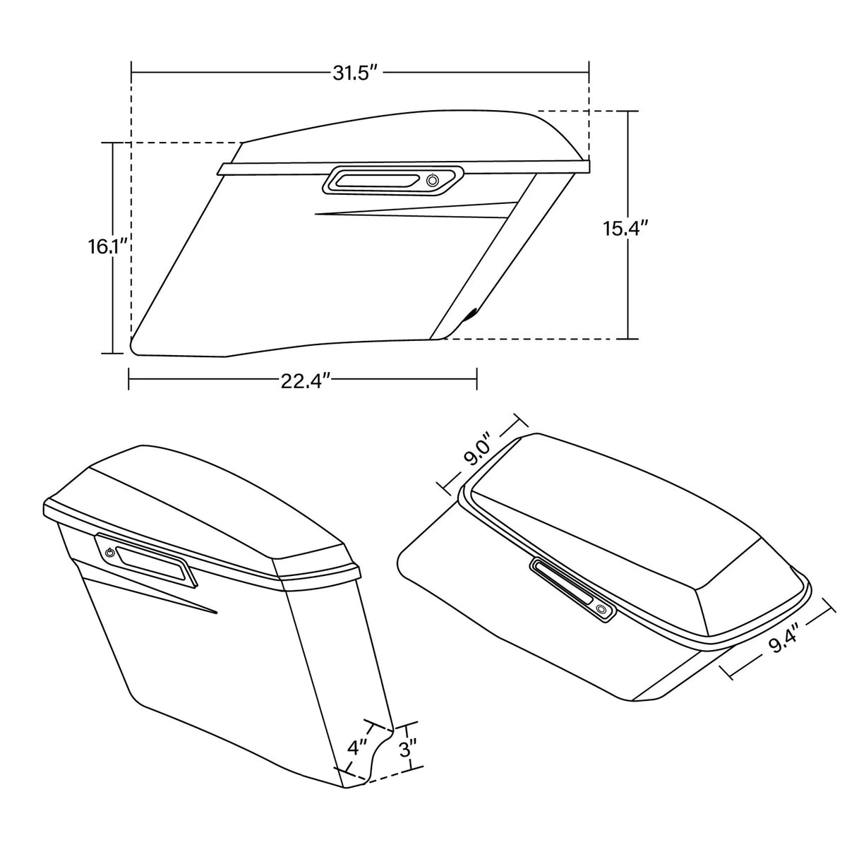 4" Stretched Hard Saddlebags &Conversion Brackets Fit For Harley Fatboy 1984-17