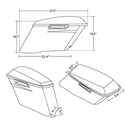 4" Stretched Hard Saddlebags &Conversion Brackets Fit For Harley Fatboy 1984-17