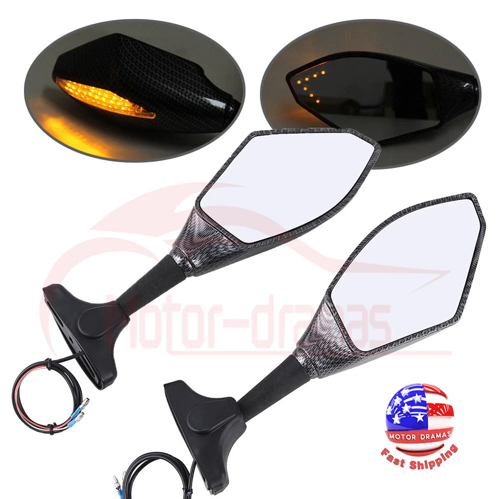 CUSTOM MOTORCYCLE LED TURN SIGNAL MIRRORS SMOKE For Yamaha YZF600R FZ6R R6 US