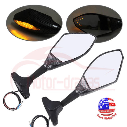 CUSTOM MOTORCYCLE LED TURN SIGNAL MIRRORS SMOKE For Yamaha YZF600R FZ6R R6 US