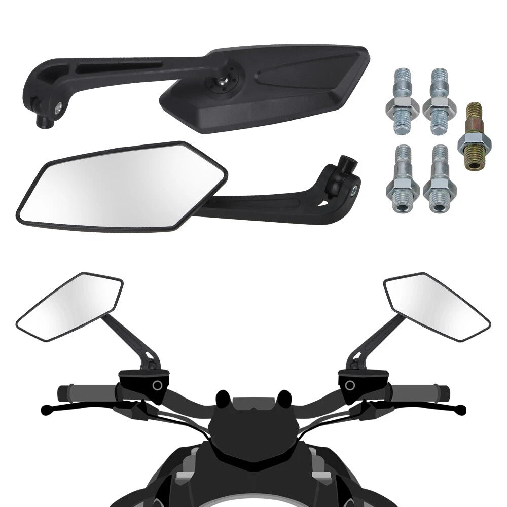 Pair Motorcycle Rearview Side Mirrors for Moped ATV Scooter Honda Suzuki Yamaha