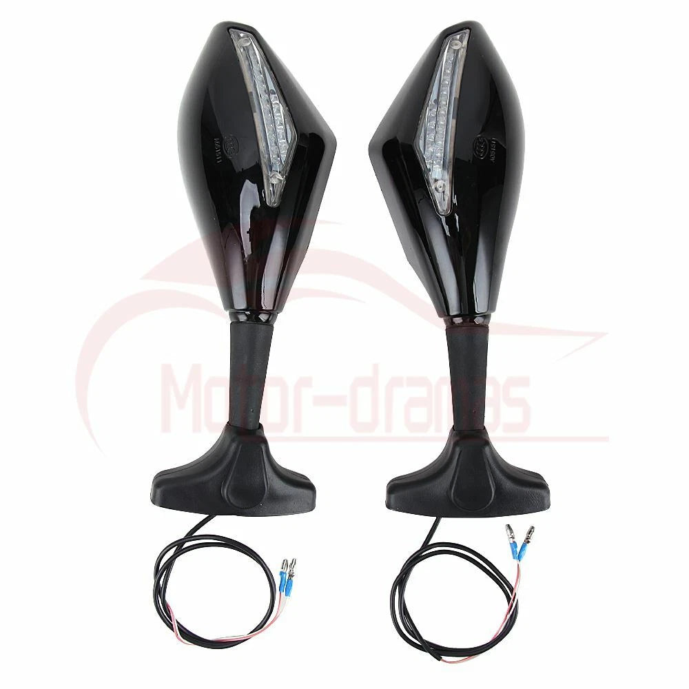Motorcycle Led Intergrated Turn Signal Side Mirrors for Suzuki Ducati Sport Bike