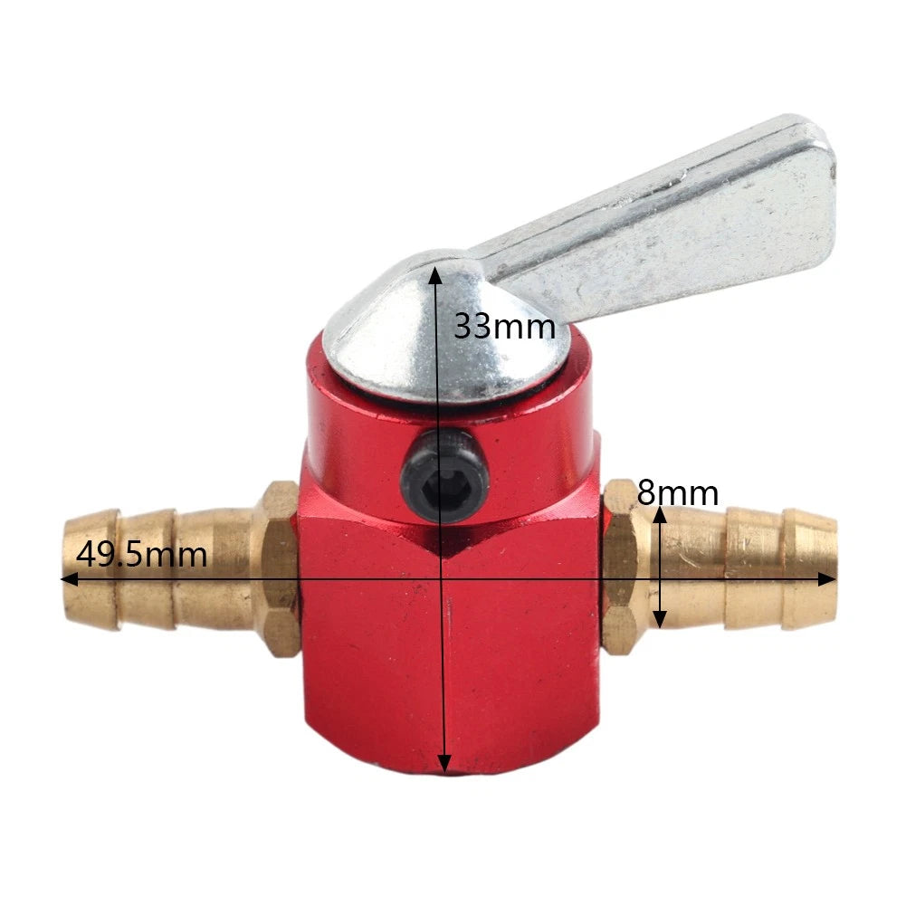 Motorcycle Inline Petrol On-Off Fuel Tap Gas Petrol Valve Petcock 8mm Red