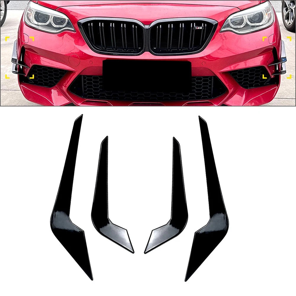 Front Bumper Lip Spoiler Splitter Side Cover For BMW 2 Series M2 F87 2016-21 Blk