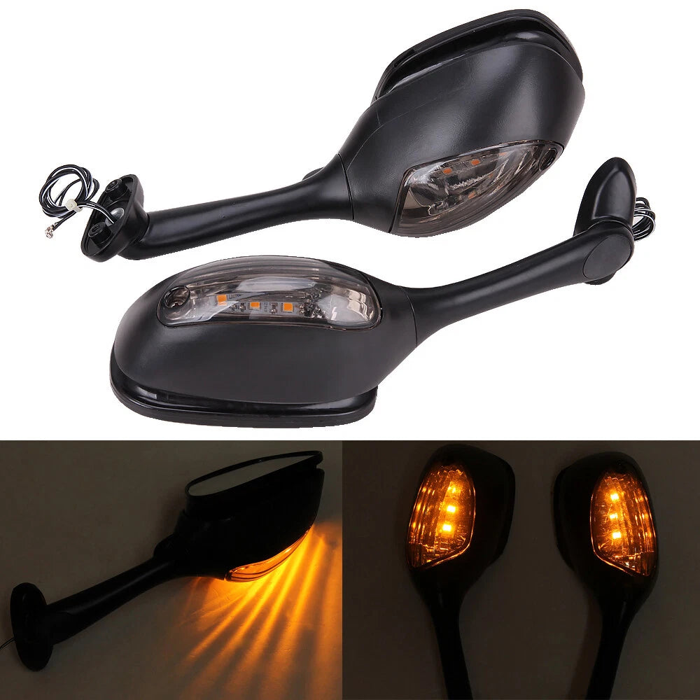 Rearview Mirrors w/ LED Turn Signal For Suzuki GSXR 1000 GSXR600 GSX-R 750 06-15