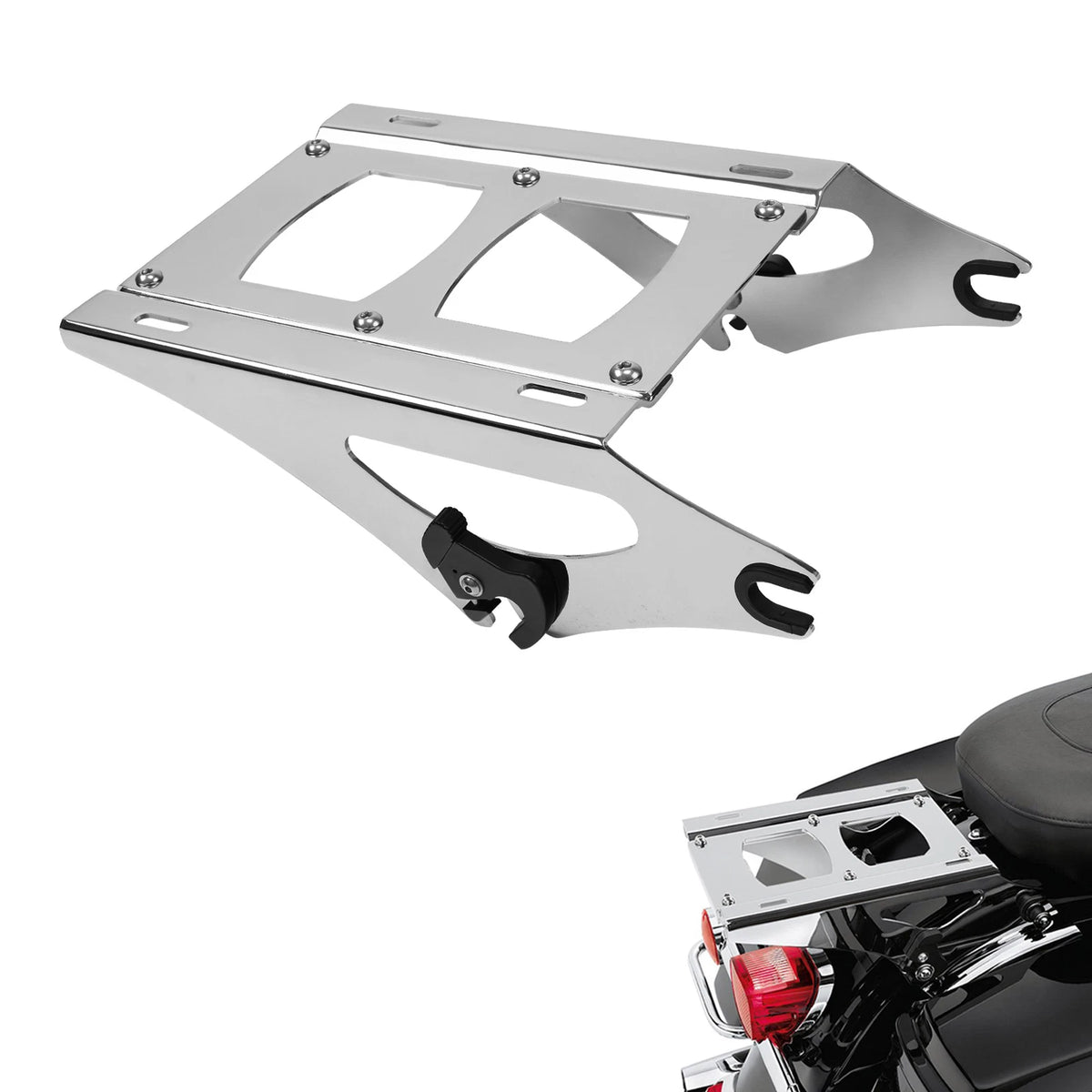 Two Up Chrome Pack Luggage Rack Fit For Harley Touring Road Glide 14-Up 19