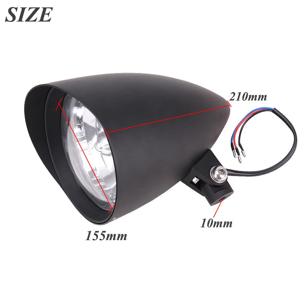 5.75 " Tri-Bar H4 Motorcycle Headlight Lamp Visor Bucket For Harley Dyna Softail