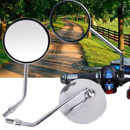 Metal 10mm Chrome Long Stem Motorcycle Mirrors Round For Harley Honda Scooter US