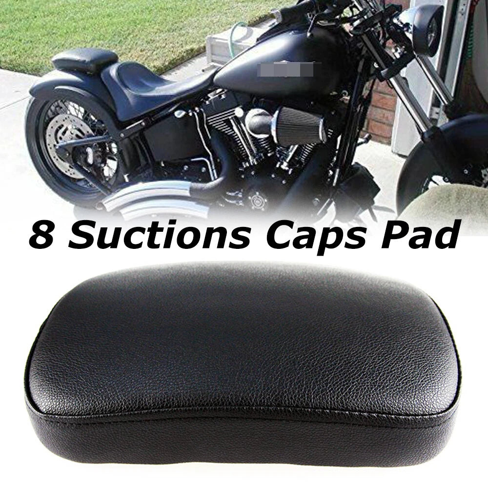 Motorcycle Black Rear Fender Passenger Pillion Pad Seat 8 Suction Cup For Harley