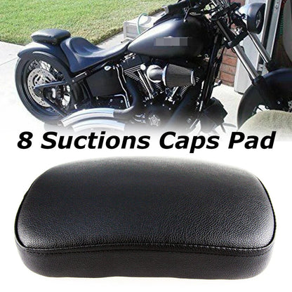 Motorcycle Black Rear Fender Passenger Pillion Pad Seat 8 Suction Cup For Harley
