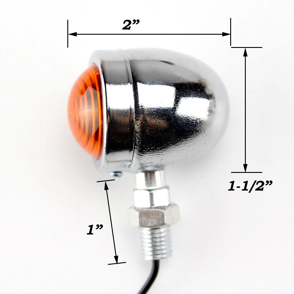 Motorcycle Amber Chrome Bullet Turn Signal Light Indicator For Harley Cafe Racer