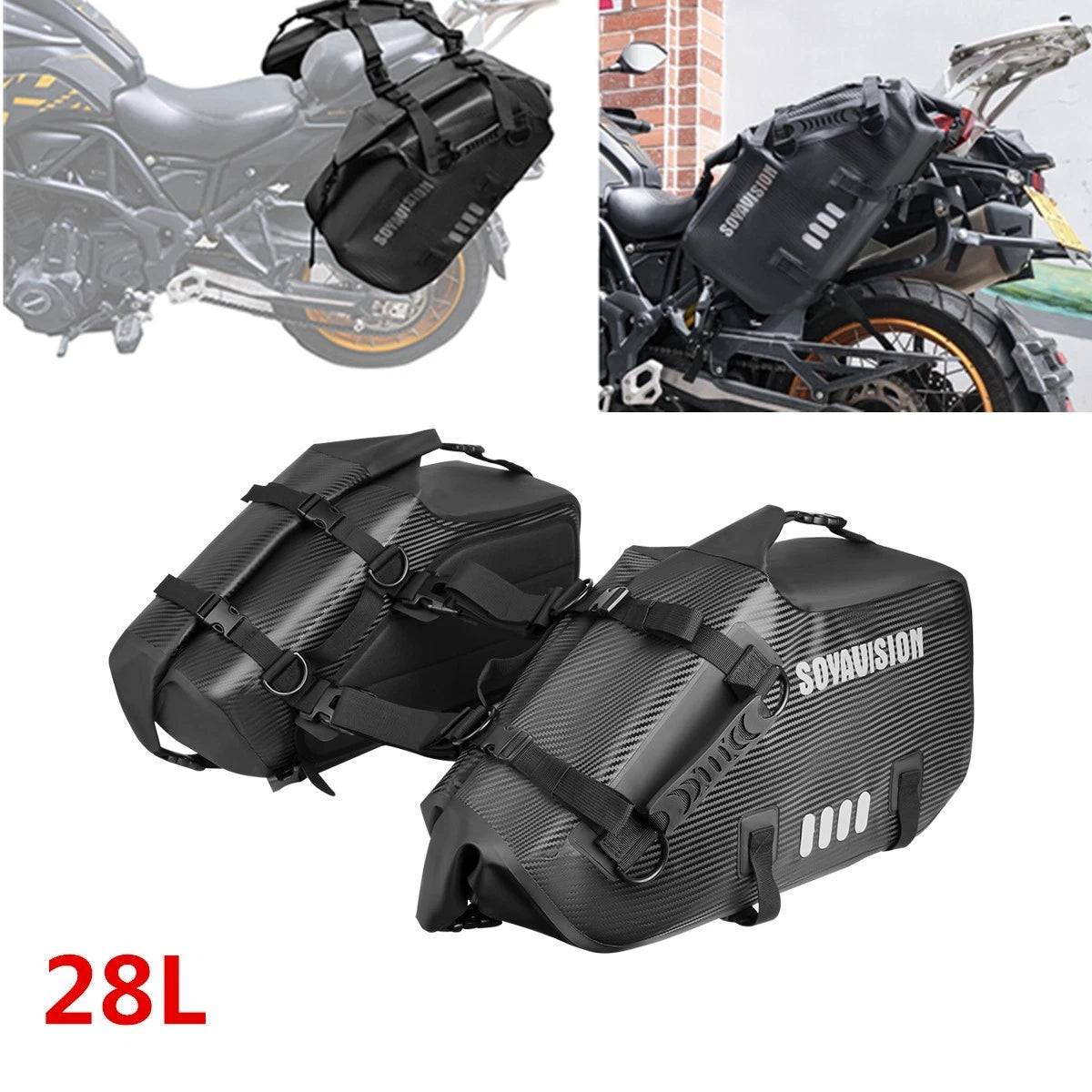 Universal Rear Motorcycle Saddlebags Saddle Storage Side Bags 28L For BMW Honda