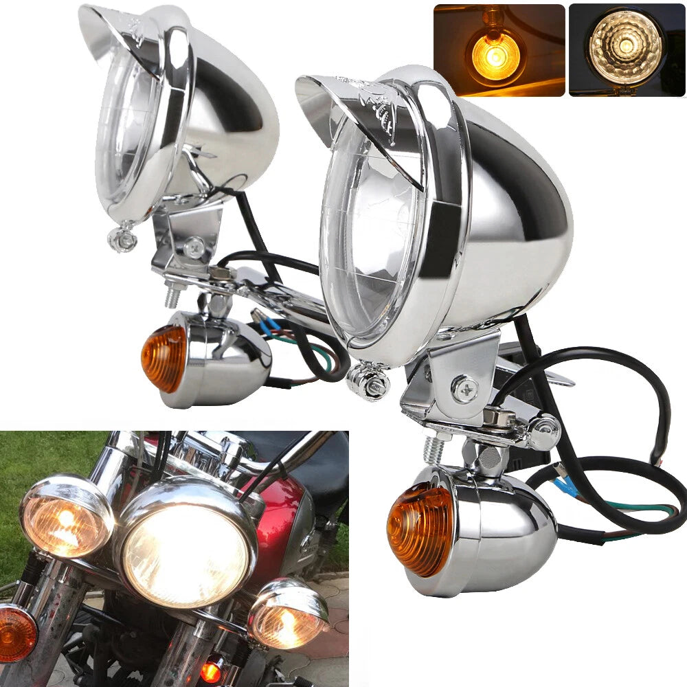 Motorcycle Driving Spot Fog Light Bar With Bracket Turn Signal For Harley Honda