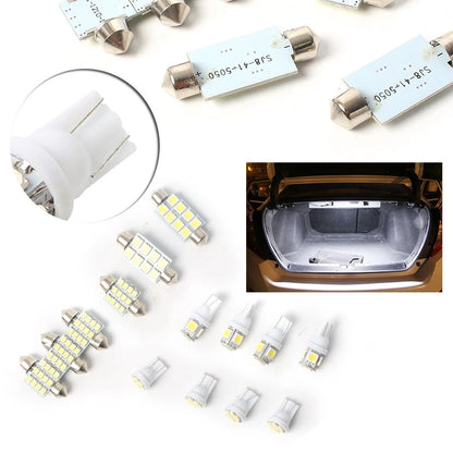 14 Pcs White LED Interior Package Kit For T10 5SMD Map Dome License Plate Light