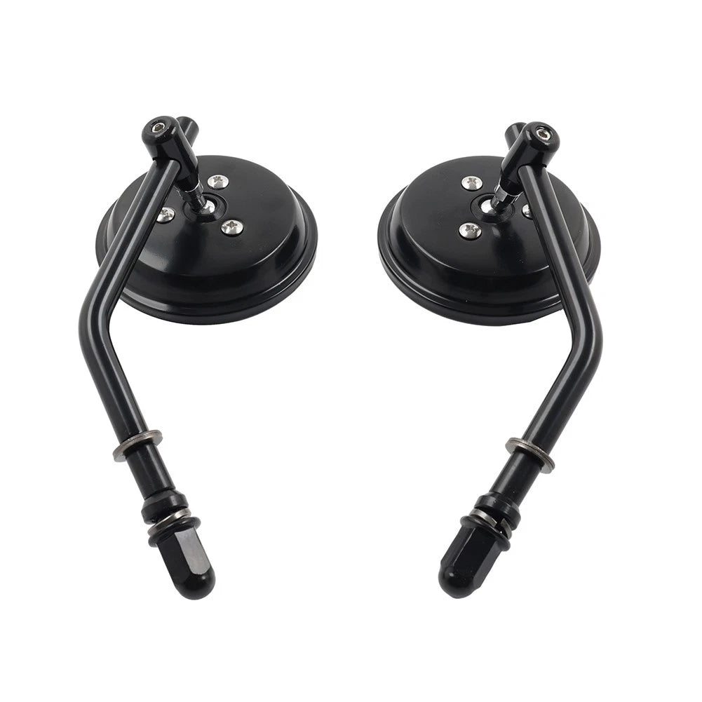 Motor Round Retro Rearview Side Mirrors For Harley Davidson Sporster 8mm Black