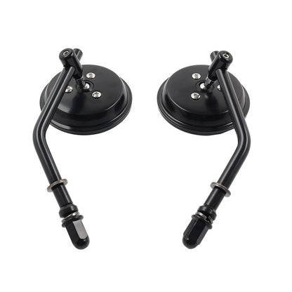 Motor Round Retro Rearview Side Mirrors For Harley Davidson Sporster 8mm Black