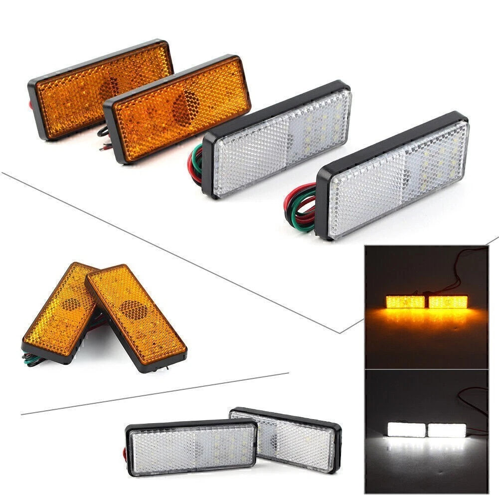 ABS Plastic 2 x Universal  Rectangle  Reflector Turn Signal Tail Brake Light