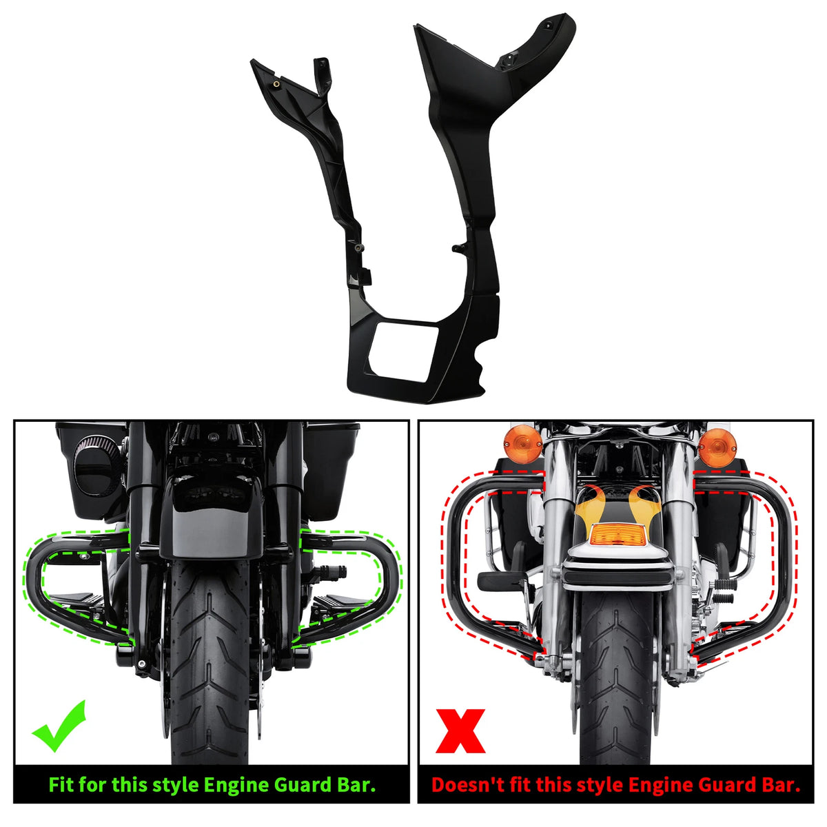 Vivid Black Fairing Spoilers Cover Fit For Harley Touring Road Glide FLTRX 17-Up