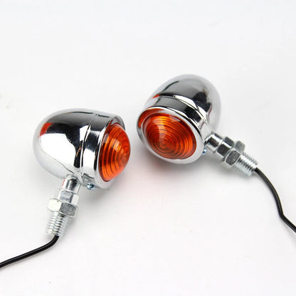 Motorcycle Amber Chrome Bullet Turn Signal Light Indicator For Harley Cafe Racer