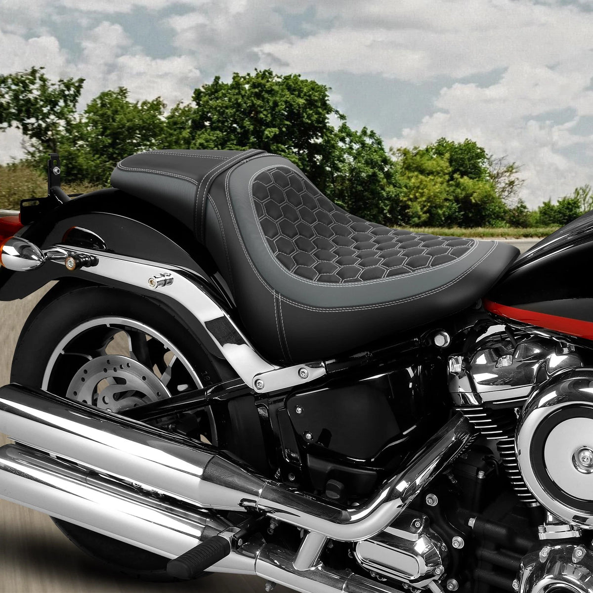 Rider Driver Passenger Seat For Harley Low Rider FXLR ST 18-25 Sport Glide 18-21
