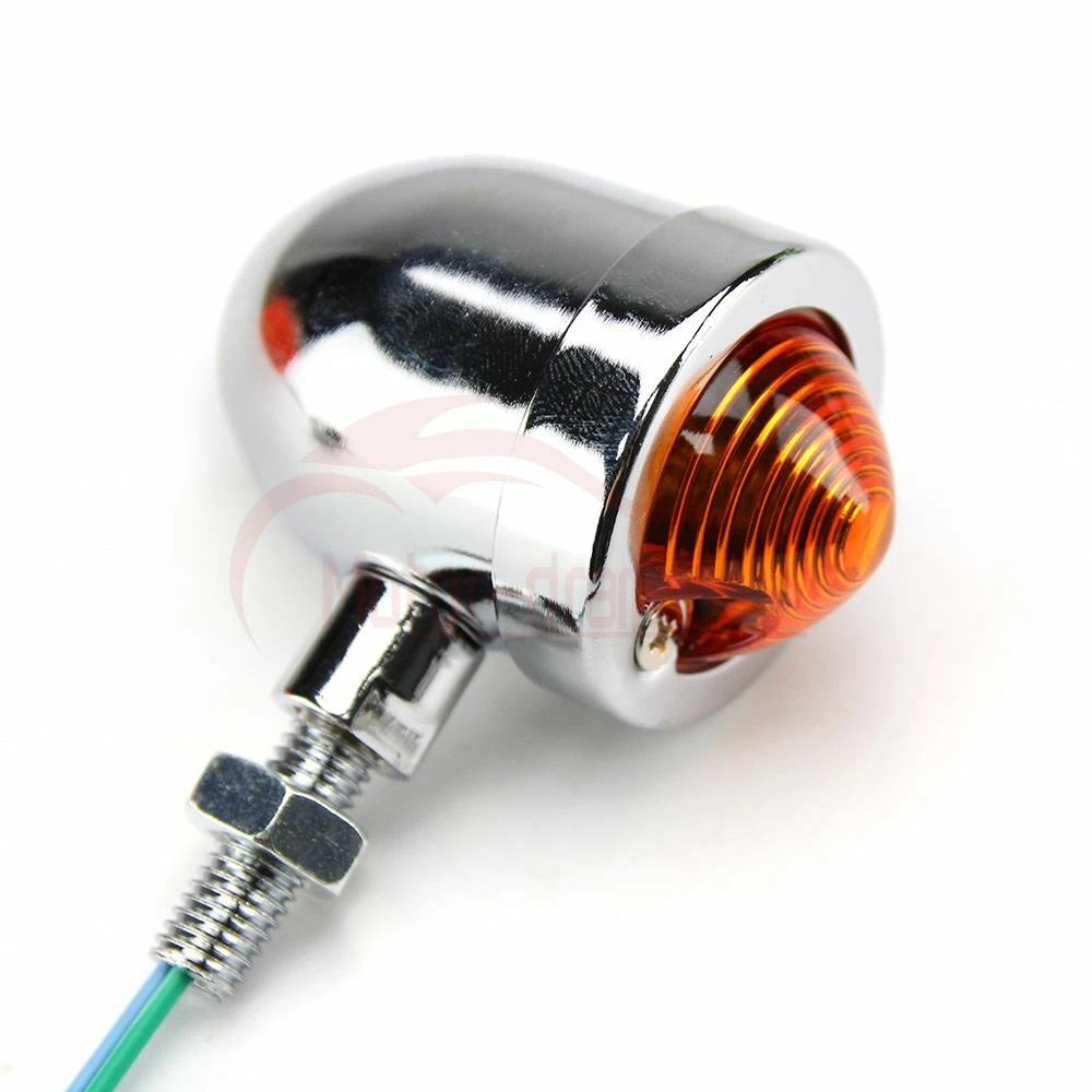 2x Chrome Motorcycle Bullet Turn Signal Amber Light Indicators Blinker Universal