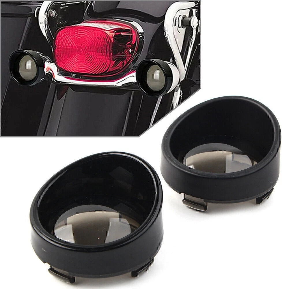 Turn Signal Light Lens Cover Black Bezels Visor Fit For Harley Softail