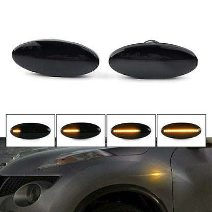 2pcs LED Side Marker Turn Signal Blinker Light For Nissan Qashqai Juke Xtrail