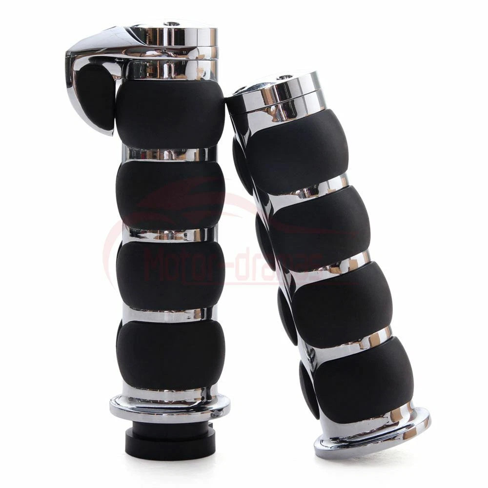 1" Motorcycle Handle bar Hand Grips w/ Throttle For Harley Honda Kawasaki Suzuki