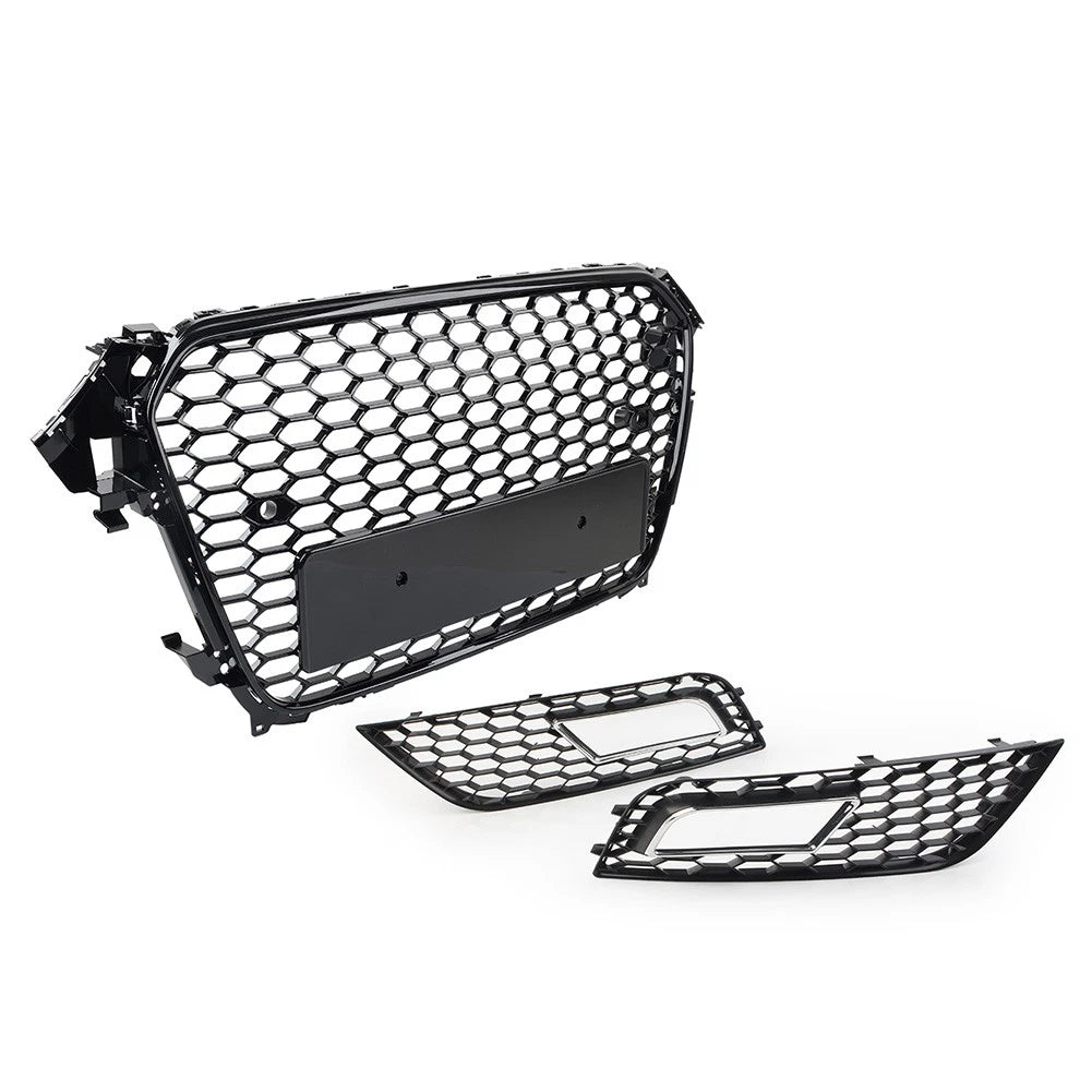 Front Hood Grille Fog Light Covers Honeycomb Style For Audi A4 2013-2016