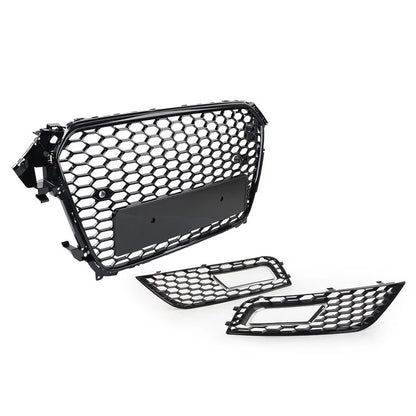 Front Hood Grille Fog Light Covers Honeycomb Style For Audi A4 2013-2016