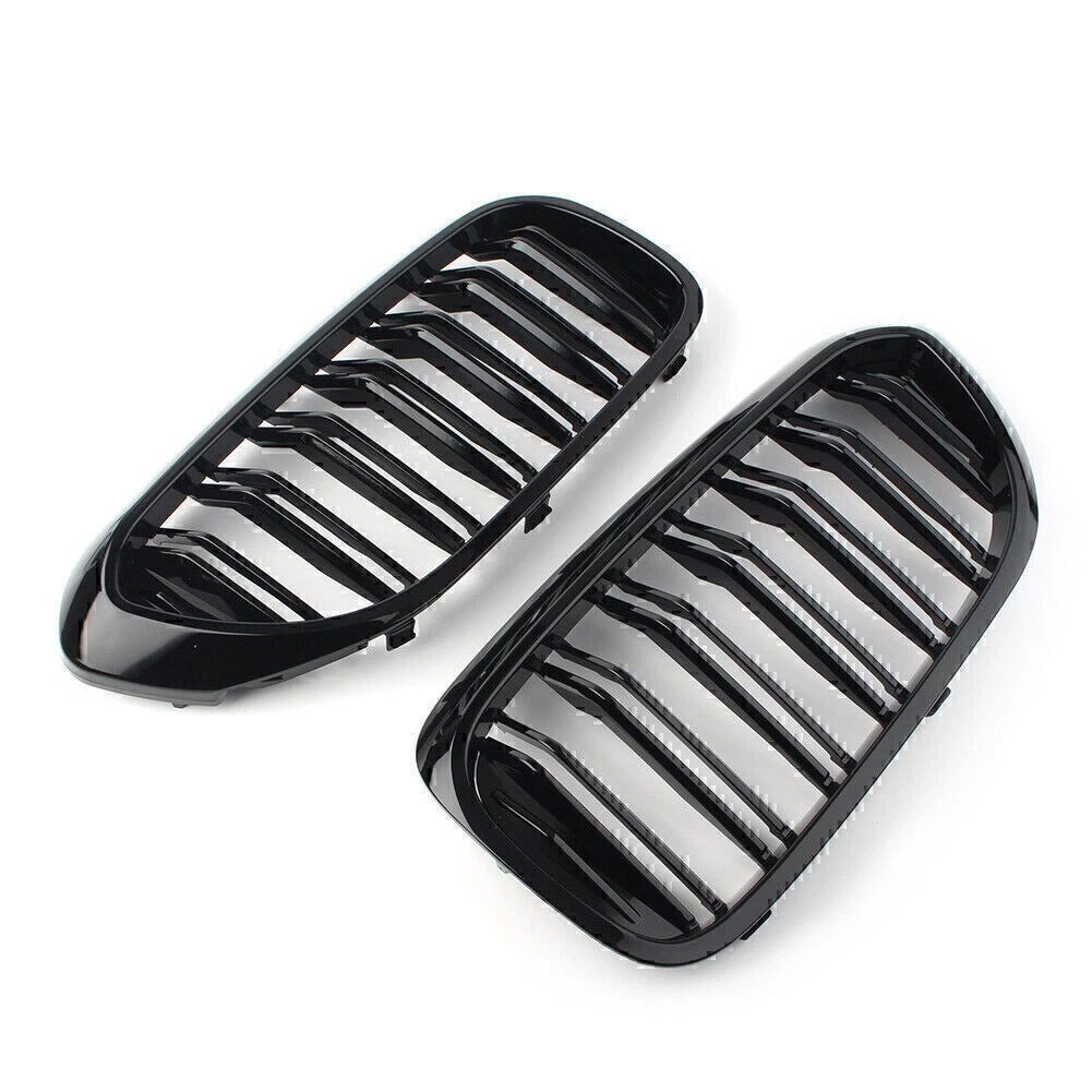 Pair Glossy Black Front Kidney Grille for BMW 5-series G30 Sedan 2017-Present
