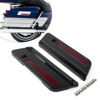 Saddlebag Latch Plate Cover With Red Reflectors For Harley Touring 1993-2013