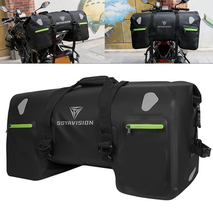 80L Black Motorcycle Tail Bag Waterproof PVC Duffle Bag Moto Offroad Luggage