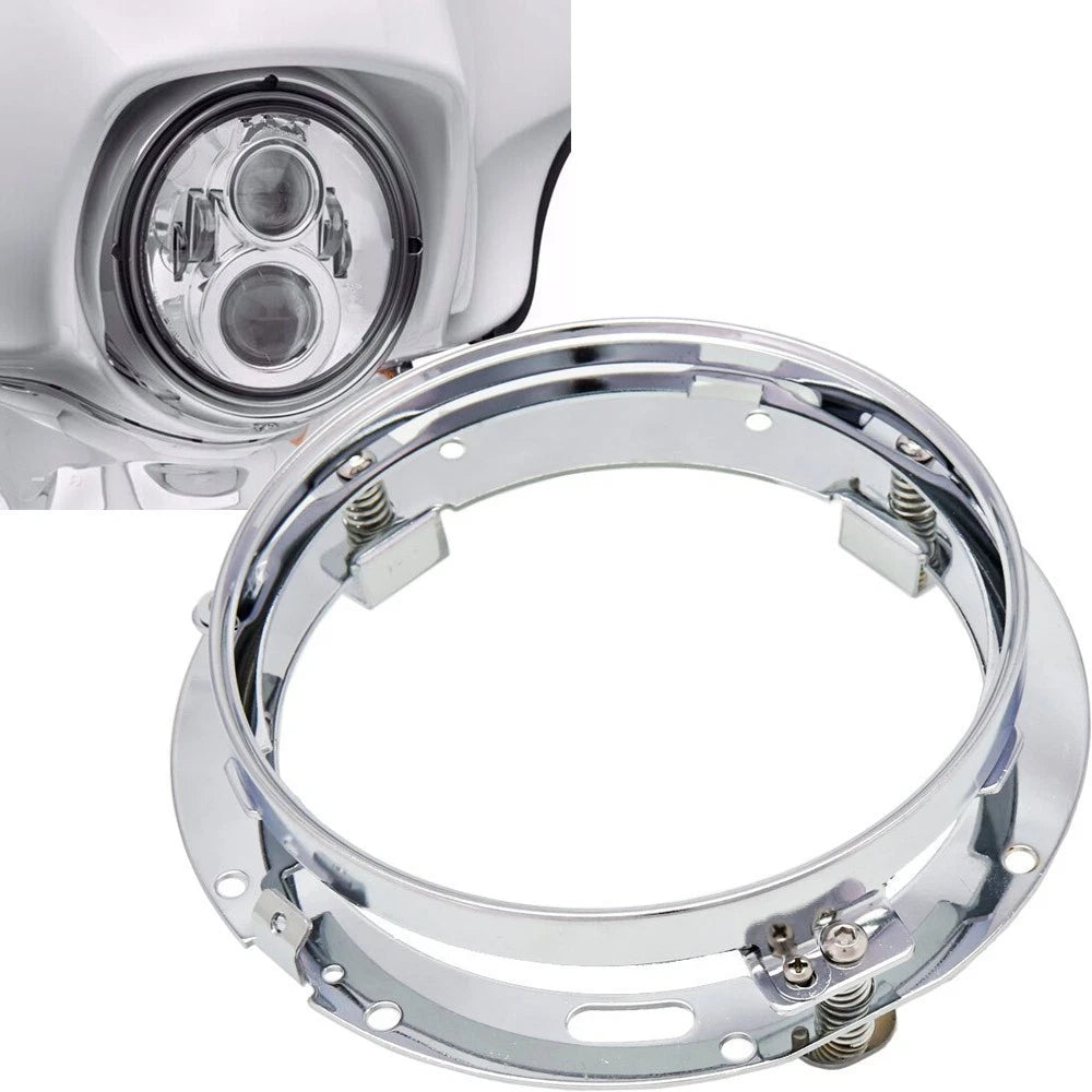 For Harley Touring 7" Inch Motorcycle LED Headlight Mounting Ring Bracket Chrome