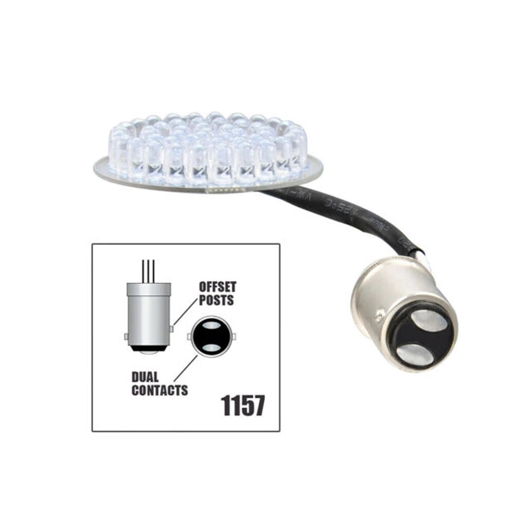 Pair Bullet Style 1157 Turn Signal White Amber LED Lights Inserts Fit for Harley