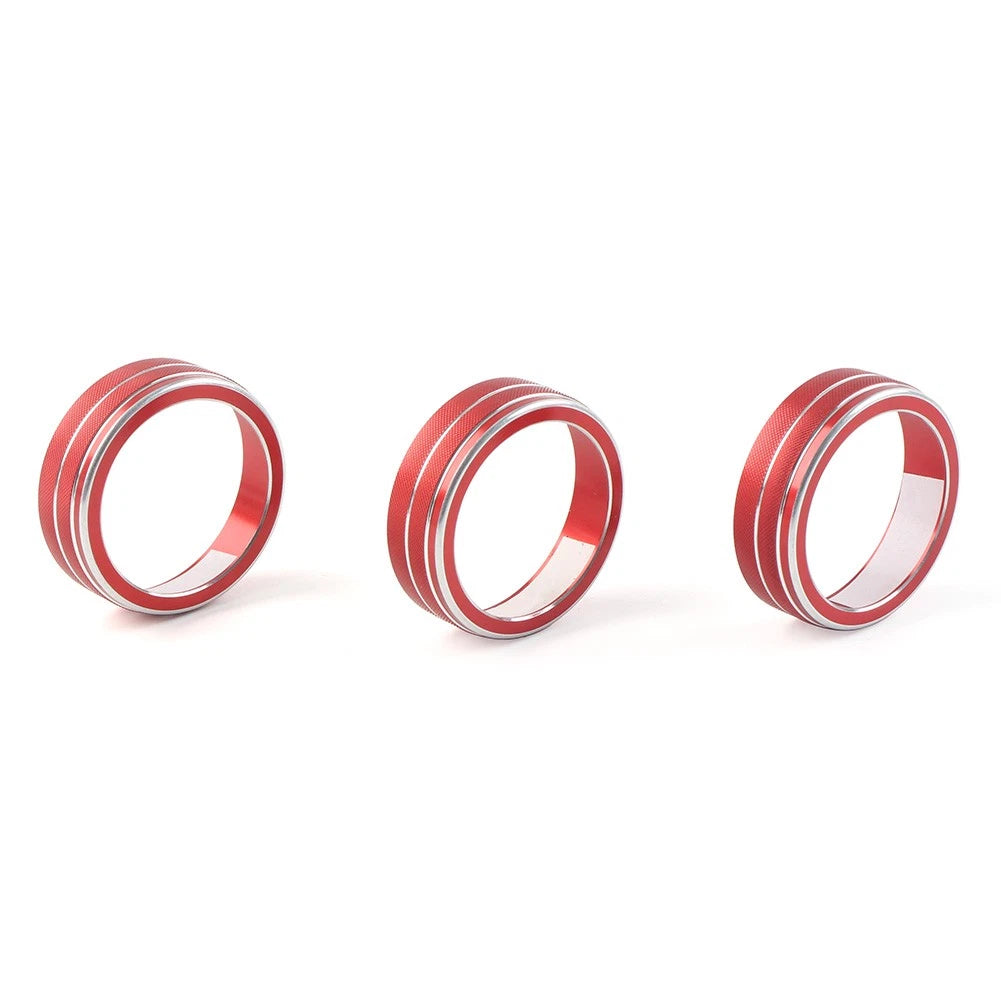 3x AC Climate Control Ring Knob Cover Red For VW Golf Jetta Tiguan Passat Atlas