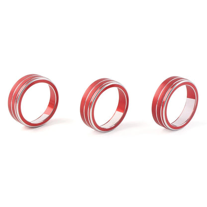 3x AC Climate Control Ring Knob Cover Red For VW Golf Jetta Tiguan Passat Atlas