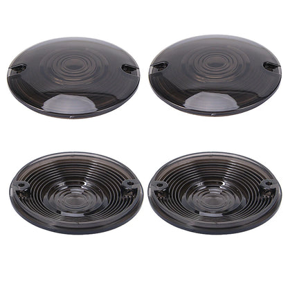 4PCS Motorcycle Turn Signal Light Smoked Lens Covers For Harley Touring Softail