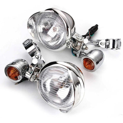 Driving Passing Lamp Spot Light Bar Bracket w/ Turn Signal For Motorcycle Harley