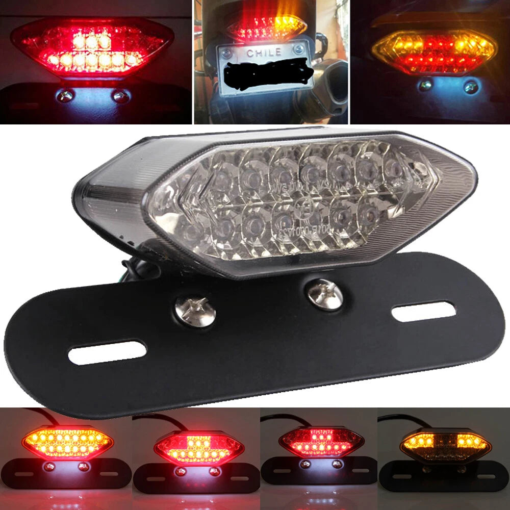 Motorcycle LED Turn Signals Brake Stop Light License Plate Integrated Tail Light